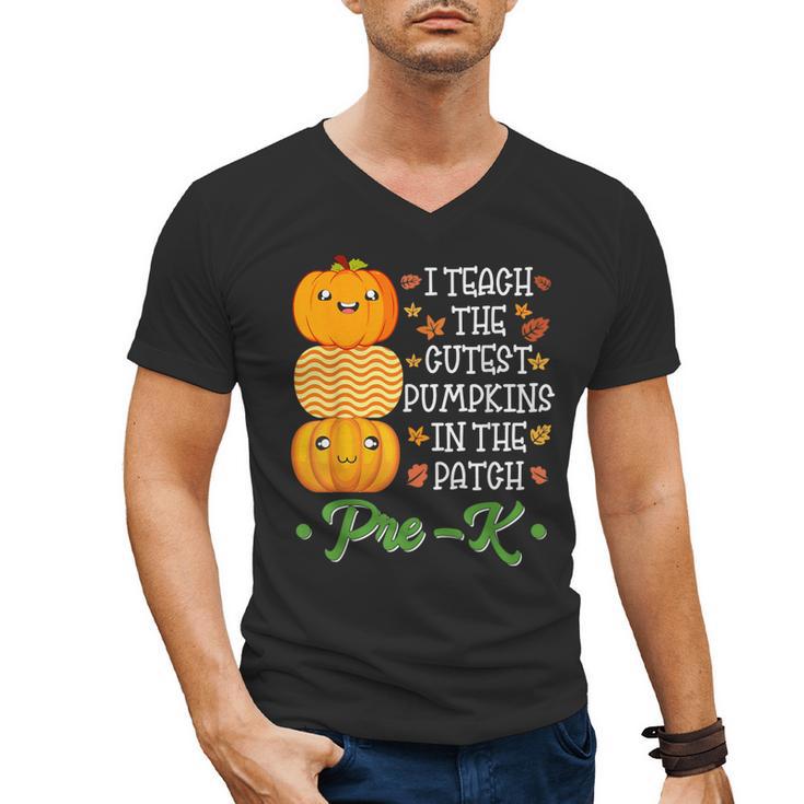 I Teach Cutest Pumpkins In Patch Thanksgiving Teacher Pre-K For Men Women Men's V-Neck T-Shirt