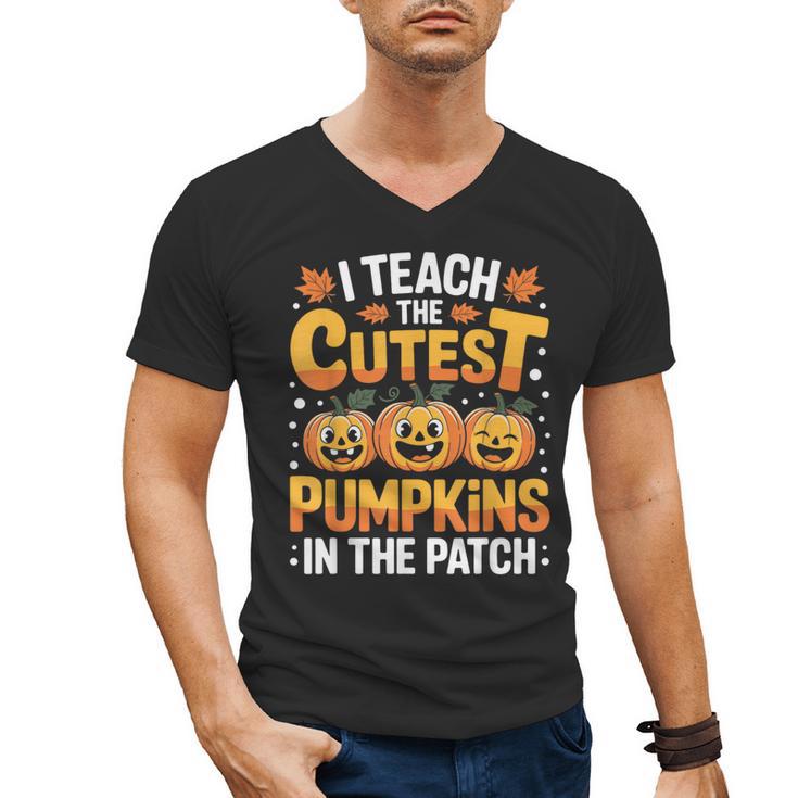 I Teach The Cutest Pumpkins Shirt Teachers Halloween Men's V-Neck T-Shirt