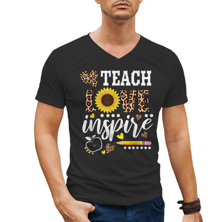 TEACH LOVE INSPIRE Teacher Sunflower Appreciation Men's V-Neck T-Shirt