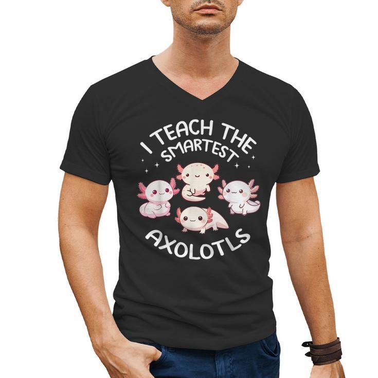 I Teach The Smartest Axolotls Cute Teacher Axolotl Men's V-Neck T-Shirt
