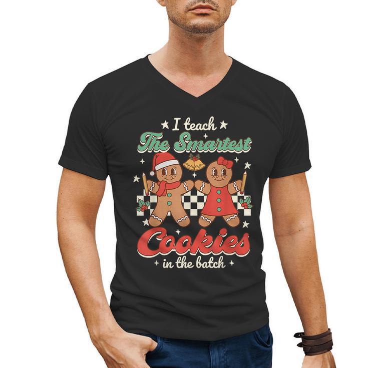 I Teach The Smartest Cookies In The Batch Teacher Christmas For Men Women Kids Men's V-Neck T-Shirt