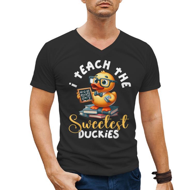 I Teach The Sweetest Duckies Teacher Rubber Duck Teaching Men's V-Neck T-Shirt