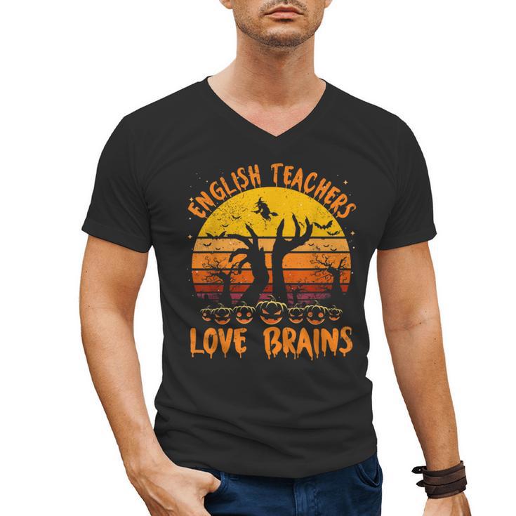 Teacher Halloween All English Teachers Love Brains Men's V-Neck T-Shirt