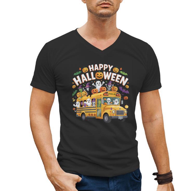 Teacher Halloween School Bus Driver Cute Ghost Witch Party Men's V-Neck T-Shirt