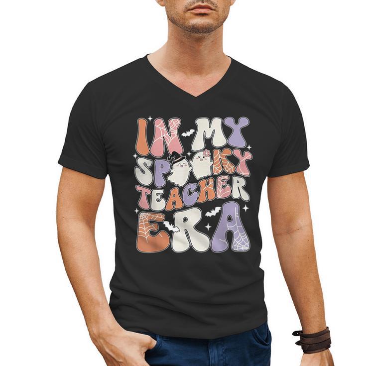 Teacher Halloween In My Spooky Teacher Era Retro Groovy Men's V-Neck T-Shirt, Groovy Teacher Gifts, trending gift Teacher Halloween In My Spooky Teacher Era Retro Groovy Men's V-Neck T-Shirt, Groovy Teacher Gifts, trending gift