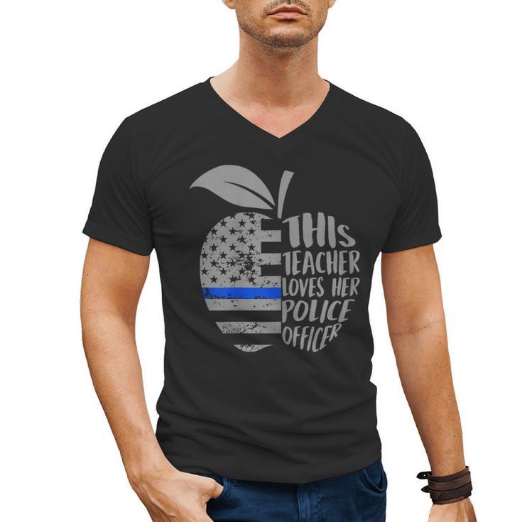 This Teacher Loves Her Police Officer Wife Saying Men's V-Neck T-Shirt