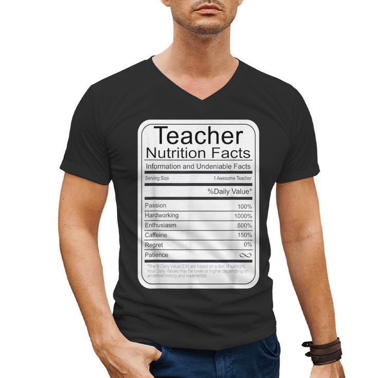 Teacher Nutrition Facts Teachers Nutritional Fact Men's V-Neck T-Shirt