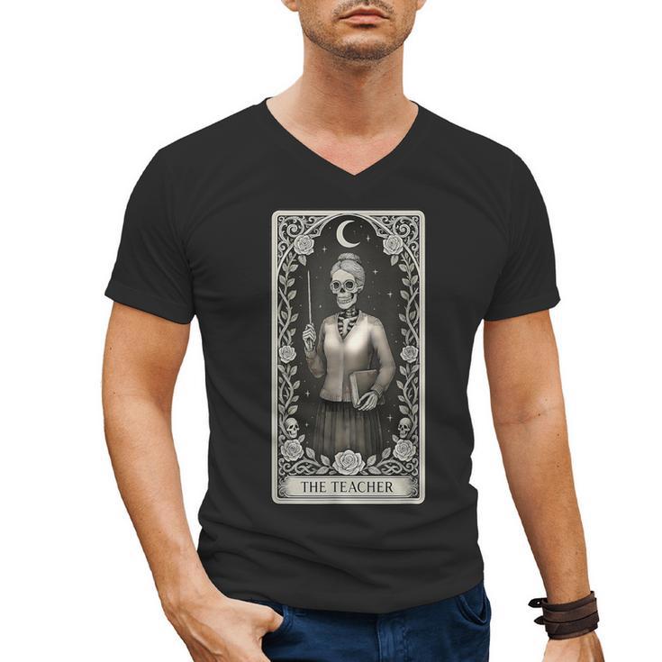 The Teacher Skeleton Tarot Card Men's V-Neck T-Shirt