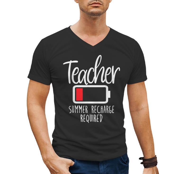 Teacher Summer Recharge Required Last Day School Women Men's V-Neck T-Shirt