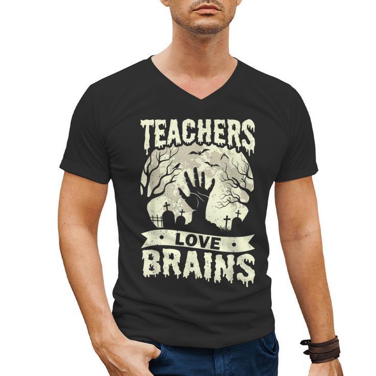 Teachers Love Brains Halloween Costume Boo Trick Teach Men's V-Neck T-Shirt