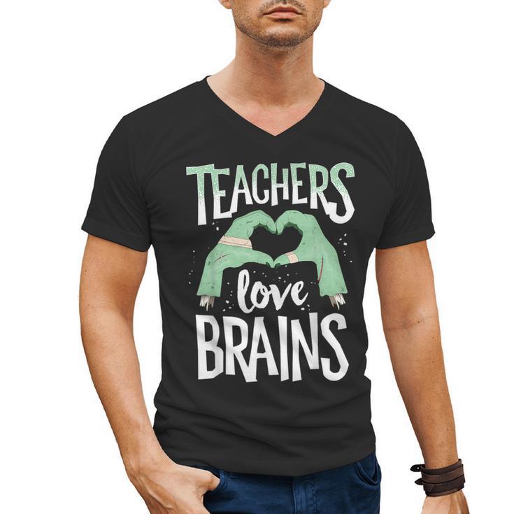 Teachers Love Brains Halloween Costume Trick Treat Zombie Men's V-Neck T-Shirt