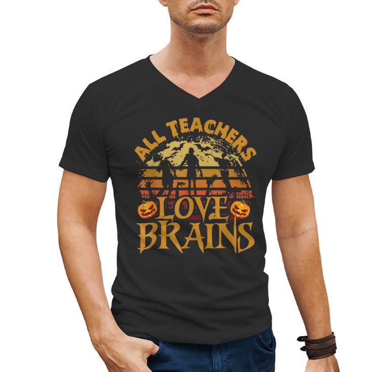 All Teachers Love Brains School Halloween Costume Men's V-Neck T-Shirt