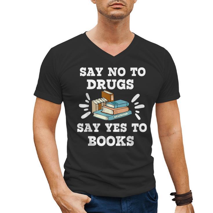 Teachers Red Ribbon Week Say No To Drugs Say Yes To Books Men's V-Neck T-Shirt