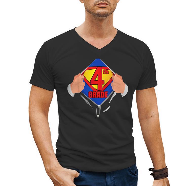 Teachers Are Superheroes 4th Grade Super Teacher Staff Men Women Men's V-Neck T-Shirt