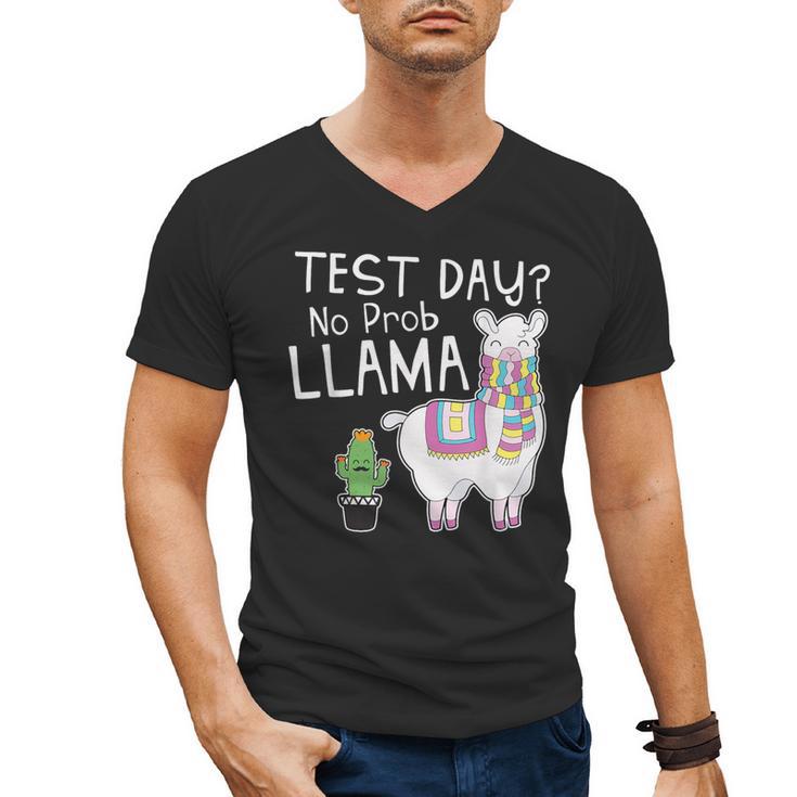 Teachers Testing Day Test Day No Prob Llama Teacher Men's V-Neck T-Shirt