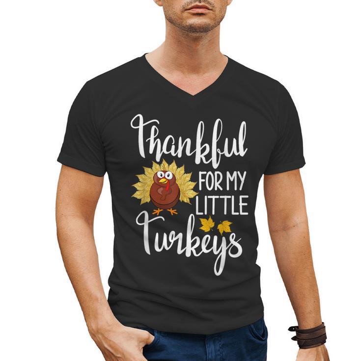 Teachers Thanksgiving Thankful For My Little Turkeys Men's V-Neck T-Shirt