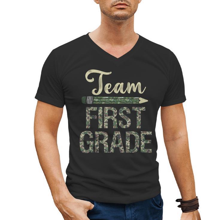 Team First Grade Camo 1st Grade Teacher Camouflage Men's V-Neck T-Shirt