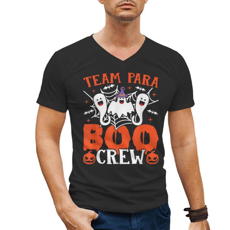 Team Para Boo Crew Halloween Ghost Paraprofessional Teacher Men's V-Neck T-Shirt