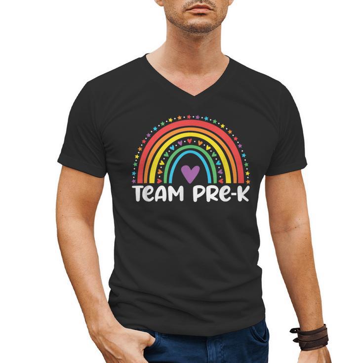 Team Pre-K Teacher Crew Squad Hello Back School Graduation Men's V-Neck T-Shirt