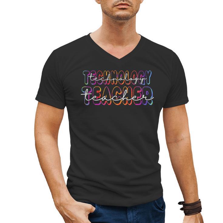 Technology Teacher Student First Day Back To School Tie Dye For Men Women Girls Kids Men's V-Neck T-Shirt