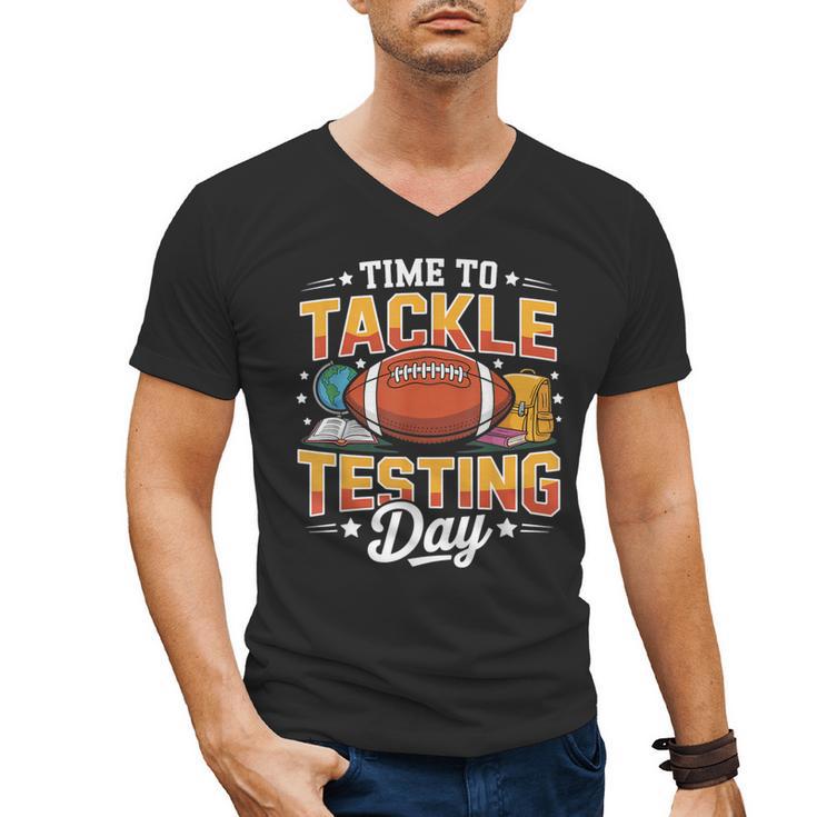Test Day State Football Tackle Testing Day Sports Teacher Men's V-Neck T-Shirt
