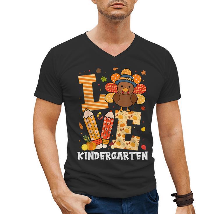 Thanksgiving Love Kindergarten Teacher Turkey Autumn Fall Men's V-Neck T-Shirt