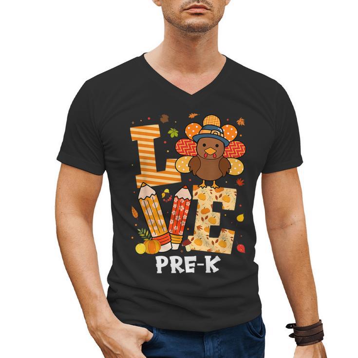 Thanksgiving Love Pre-K Teacher Turkey Autumn Fall For Men Women Girls Kids Men's V-Neck T-Shirt