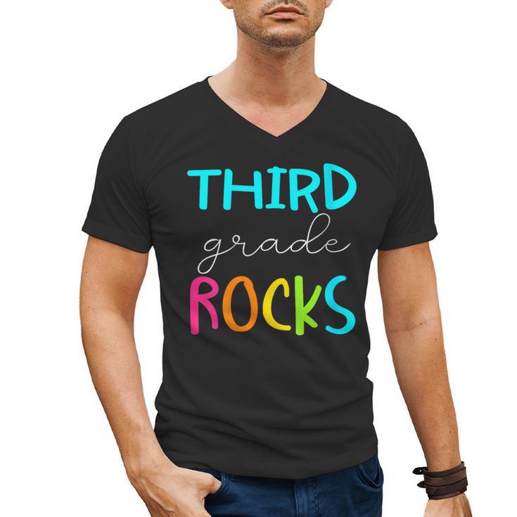 Third Grade Rocks Shirt Team 3rd Grade Teacher Men's V-Neck T-Shirt