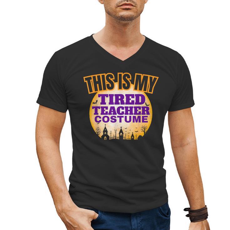 This Is My Tired Teacher Costume Halloween Teachers Men's V-Neck T-Shirt, trending gift This Is My Tired Teacher Costume Halloween Teachers Men's V-Neck T-Shirt, trending gift