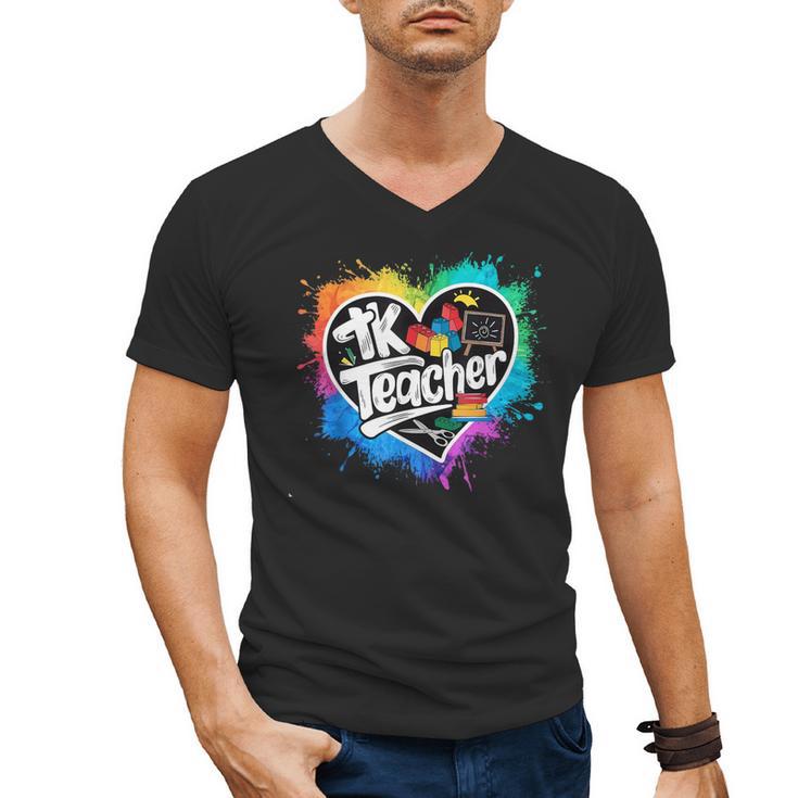 TK Teacher Transitional Kindergarten Heart Back To School Men's V-Neck T-Shirt