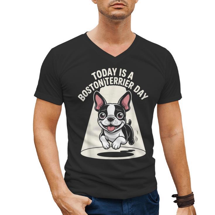 Today Is A Boston Terrier Day Cute Dog Lover Cartoon Men's V-Neck T-Shirt