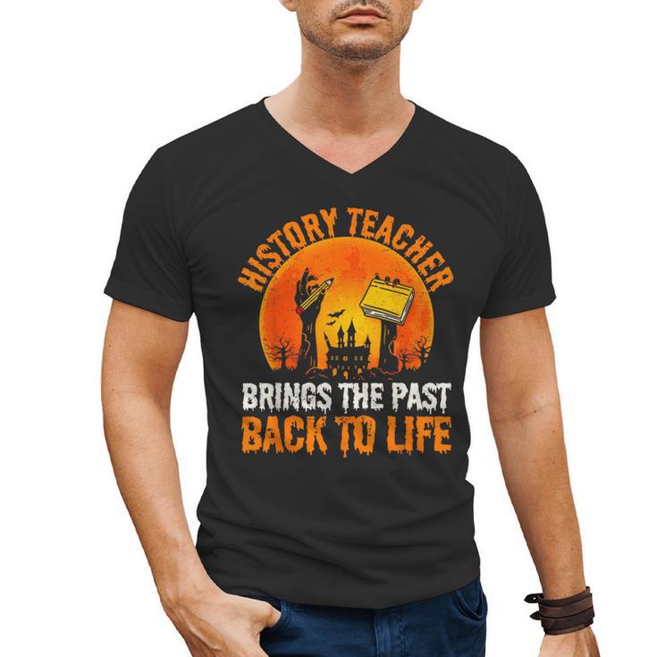 History Teacher Brings Past Back To Life Halloween Zombie Men's V-Neck T-Shirt