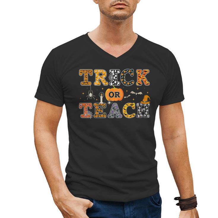 Trick Or Teach Funny School Teacher Halloween Costume Men's V-Neck T-Shirt