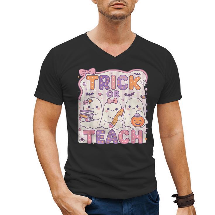 Trick Or Teach Retro Halloween Teacher Look Men's V-Neck T-Shirt