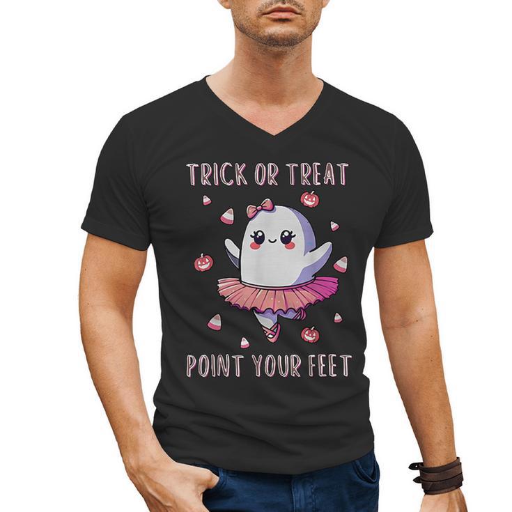 Trick Or Treat Point Your Feet Halloween Ghost Dance Teacher Men's V-Neck T-Shirt