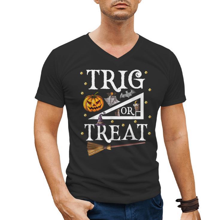 Trig Or Treat Shirt Halloween Math Teacher School College Men Women Kids Men's V-Neck T-Shirt
