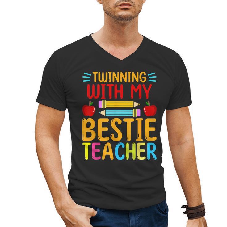 Twinning With My Bestie Teacher Boy Spirit Week Twin Day Men's V-Neck T-Shirt