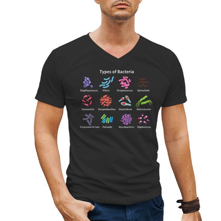Types Of Bacteria Microbiologist Biology Science Teacher Men's V-Neck T-Shirt