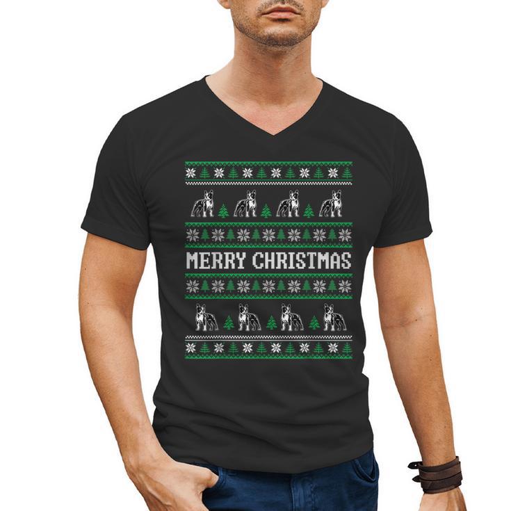 Ugly Sweater Boston Terrier Dog Christmas Dog Lover Xmas Men Women Kids Men's V-Neck T-Shirt