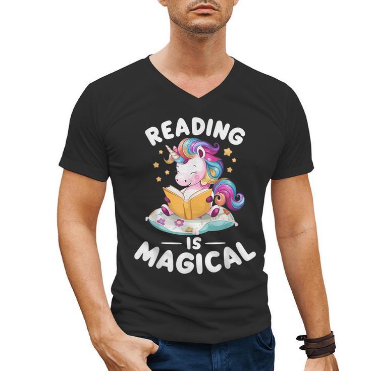 Unicorn Teacher Reading Is Magical Book Men's V-Neck T-Shirt