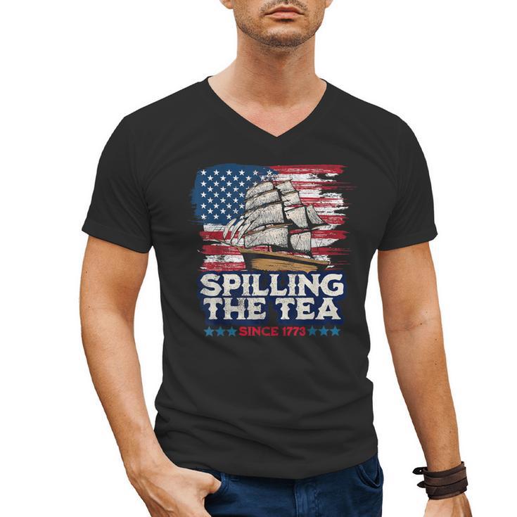 US History Teacher Boston Spilling The Tea Since 1773 Men's V-Neck T-Shirt