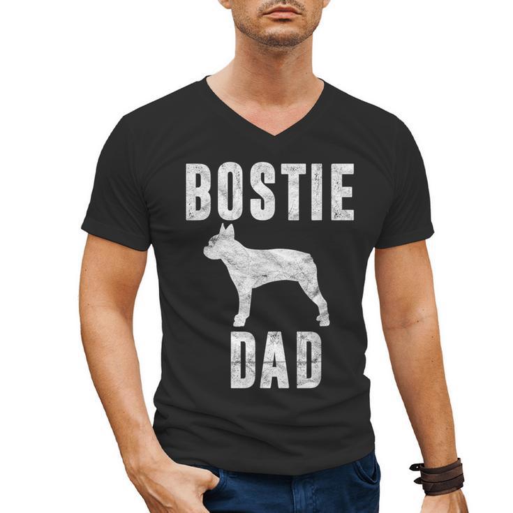 Vintage Boston Terrier Dad Dog Daddy Bostie Father Men's V-Neck T-Shirt