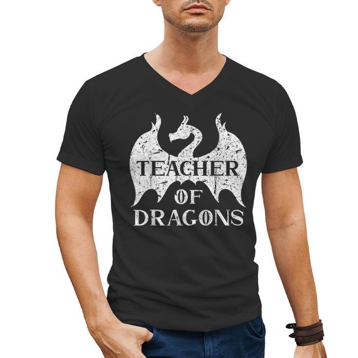 Vintage Teacher Of Dragons Quotes Teacher Student Men's V-Neck T-Shirt