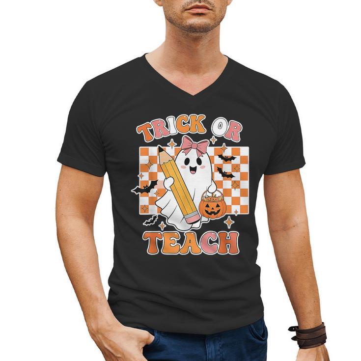 Vintage Teacher Shirt Women Trick Or Teach Halloween Men's V-Neck T-Shirt