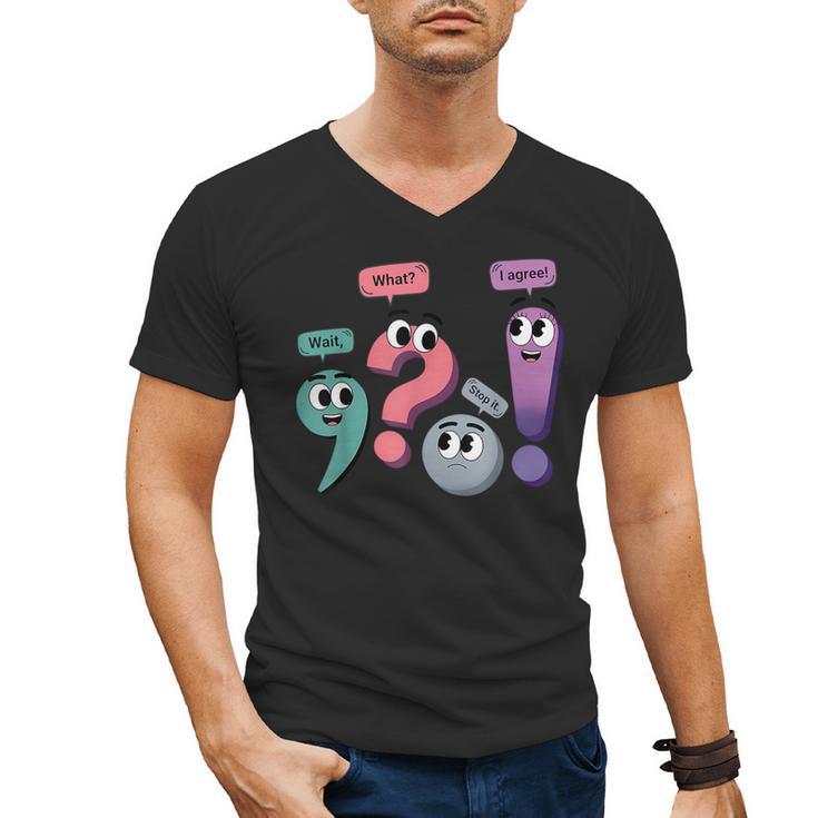 Wait What Stop It I Agree Grammar English Teacher Men's V-Neck T-Shirt