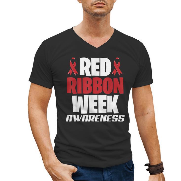 We Wear Red For Red Ribbon Week Awareness Mothers Teachers Men's V-Neck T-Shirt