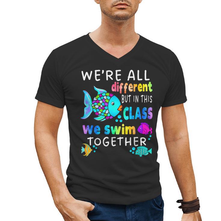 We'Re All Different But We Swim Together Elementary Teacher Men's V-Neck T-Shirt, trending gift We'Re All Different But We Swim Together Elementary Teacher Men's V-Neck T-Shirt, trending gift