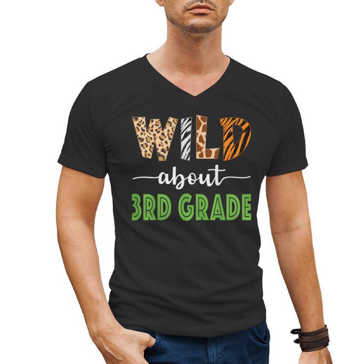 Wild About 3rd Grade Teacher Student Third Grade Zoo Safari Men Women Girls Kids Men's V-Neck T-Shirt