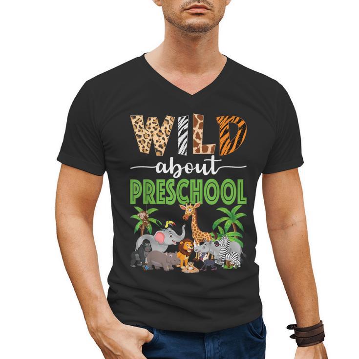 Wild About Preschool Teacher Student Preschool Zoo Safari Men's V-Neck T-Shirt