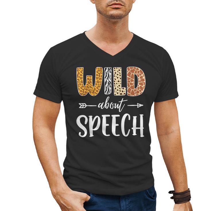 Wild About Speech SLP Leopard Teacher Back To School Kids Men's V-Neck T-Shirt, trending gift